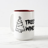 Kerstboom en wijnontwerp tweekleurige koffiemok (Voorkant links)