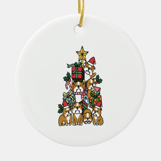 Kerstboom Engelse Bulldog Dog Long Slaper Keramisch Ornament (Voorkant)