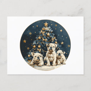 Kerstboom Engelse Bulldog Puppies Feestdagenkaart