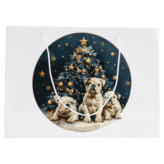 Kerstboom Engelse Bulldog Puppies Groot Cadeauzakje (Achterkant)