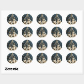 Kerstboom Engelse Bulldog Puppies Ronde Sticker (Vel)