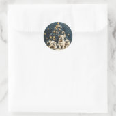 Kerstboom Engelse Bulldog Puppies Ronde Sticker (Tas)