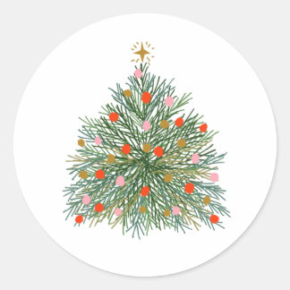 Kerstboom Envelope Zegellak Stickers Mid-Century