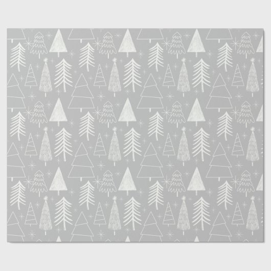 Kerstboom - Evergreen Tree - Pine Tree Grey Cadeaupapier (Vlak)