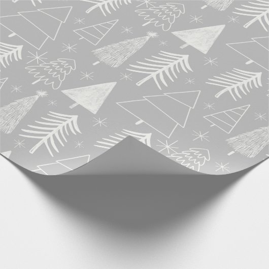 Kerstboom - Evergreen Tree - Pine Tree Grey Cadeaupapier (Hoek)