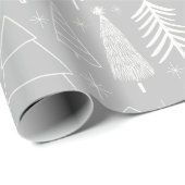 Kerstboom - Evergreen Tree - Pine Tree Grey Cadeaupapier (Rol Hoek)
