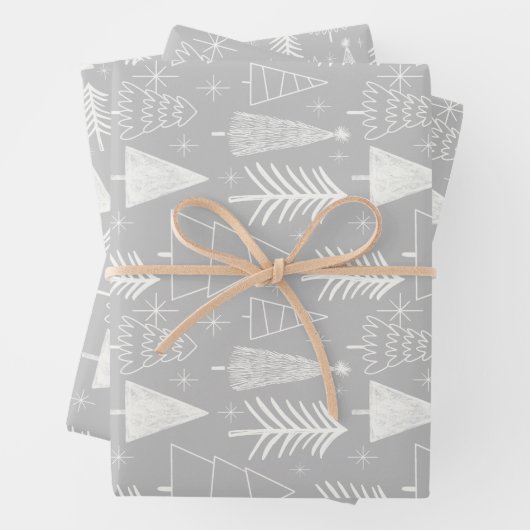 Kerstboom - Evergreen Tree - Pine Tree Grey Inpakpapier Vel (In situ)