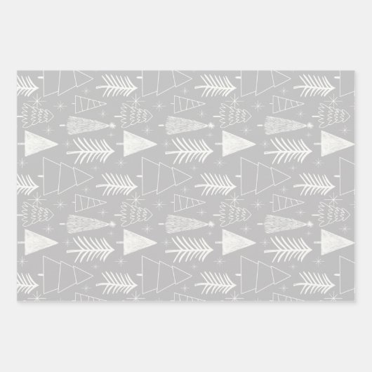 Kerstboom - Evergreen Tree - Pine Tree Grey Inpakpapier Vel (Voorkant)