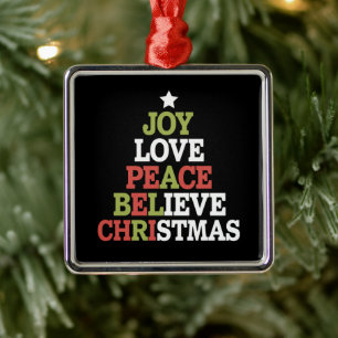 Kerstboom Familie Vrede Liefde Geluk Geloven Metalen Ornament