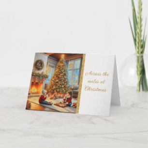 Kerstboom familiekaart over de mijlen feestdagen kaart