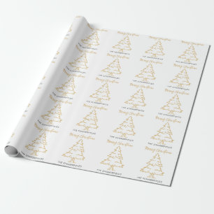 Kerstboom familienaam script vakantie cadeaupapier