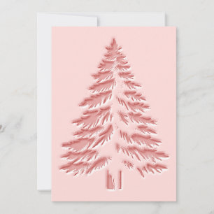Kerstboom Faux Reliëf Vervaagd Chic Roze Feestdagenkaart