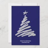 kerstboom Faux Silver Foil en Blue Feestdagenkaart (Voorkant)