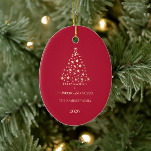 kerstboom Feliz Navidad y Prospero Año Nuevo Keramisch Ornament