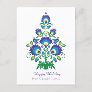 🎄 kerstboom - folklore [blauw en groen] feestdagenkaart