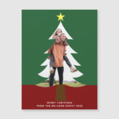 Kerstboom Foto Cute Green Red Magnet Card (Voorkant)