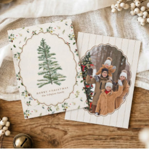 Kerstboom Foto met Vintage Erfstuk Uiterlijk Feestdagenkaart