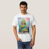 Kerstboom gedrukt Tshirt (Voorkant volledig)