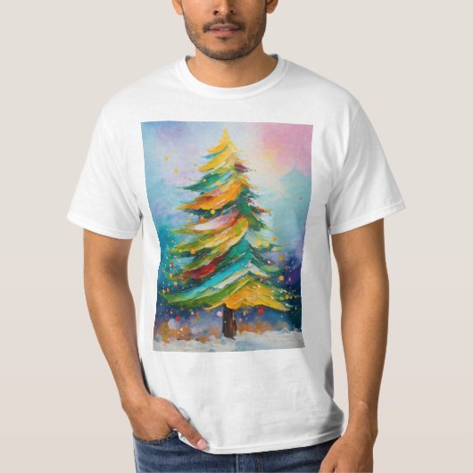 Kerstboom gedrukt Tshirt (Voorkant)