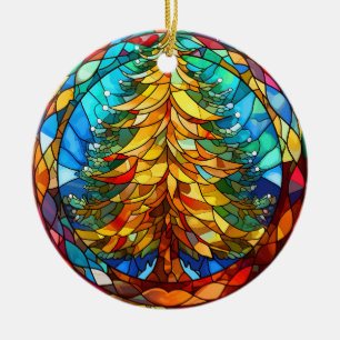 Kerstboom gekleurd glas stijl keramisch ornament