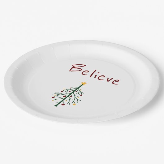 kerstboom gelooft feestelijk papieren bordje (Gekanteld)