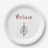 kerstboom gelooft feestelijk papieren bordje (Voorkant)