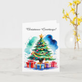 Kerstboom gepersonaliseerd Wenskaart Kaart (Gele Bloem)