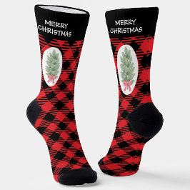 Kerstboom geruit patroon sokken