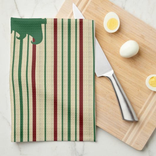 Kerstboom gestript theedoek (Quarter Fold)