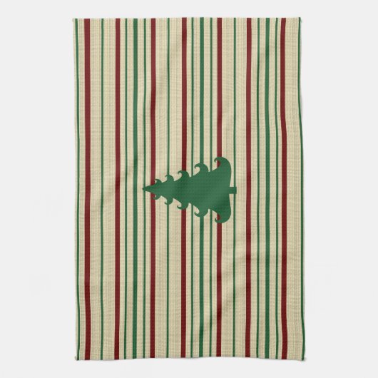 Kerstboom gestript theedoek (Verticaal)