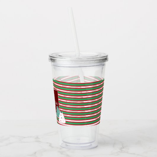 Kerstboom Gingerbrood Monogram Eigen naam Acryl Drinkbeker (Links)