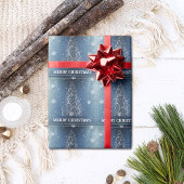 Kerstboom Glitter en Sneeuwvlokken | Blauw Cadeaupapier