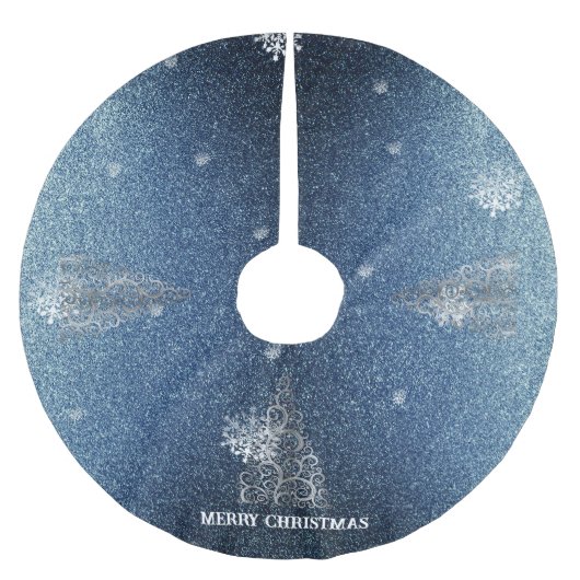 Kerstboom Glitter en Sneeuwvlokken | Blauw Kerstboom Rok (Voorkant)