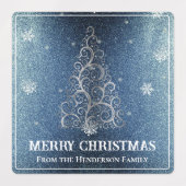 Kerstboom Glitter en Sneeuwvlokken | Blauw Labels (Design 1)