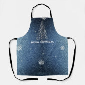Kerstboom Glitter en Sneeuwvlokken | Blauw Schort (Voorkant)