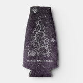 Kerstboom Glitter en Sneeuwvlokken | PAARSE Flesjeskoeler (Voorkant)