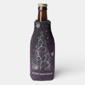 Kerstboom Glitter en Sneeuwvlokken | PAARSE Flesjeskoeler (Fles Voorkant)