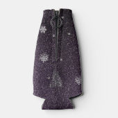 Kerstboom Glitter en Sneeuwvlokken | PAARSE Flesjeskoeler (Achterkant)