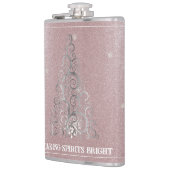 Kerstboom Glitter en Sneeuwvlokken | roze Heupfles (Links)