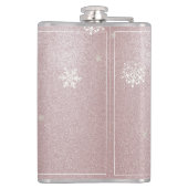 Kerstboom Glitter en Sneeuwvlokken | roze Heupfles (Achterkant)