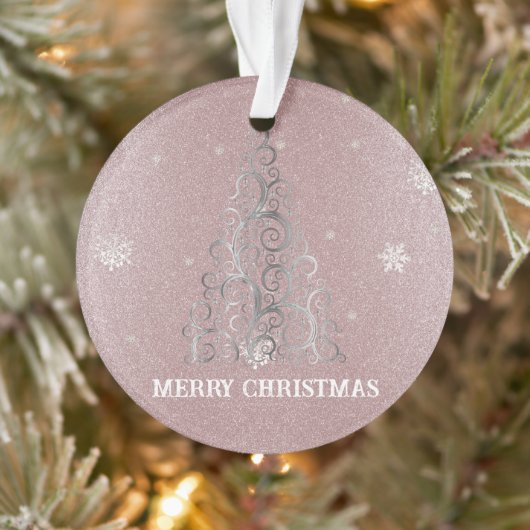 Kerstboom Glitter en Sneeuwvlokken | roze Ornament (Boom)