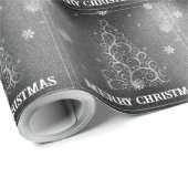 Kerstboom Glitter en Sneeuwvlokken | Zilver Cadeaupapier (Rol Hoek)
