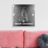 Kerstboom Glitter en Sneeuwvlokken | Zilver Canvas Afdruk (Insitu (Woonkamer))