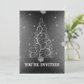 Kerstboom Glitter en Sneeuwvlokken | Zilver Kaart (Staand voorkant)