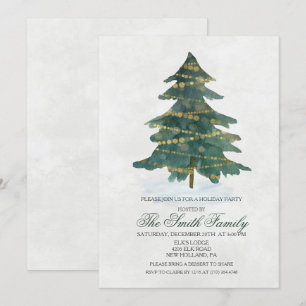 Kerstboom Glitter Uitnodiging