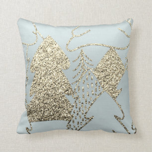 Kerstboom Gold Champagne Glitter Grey Blue Kussen