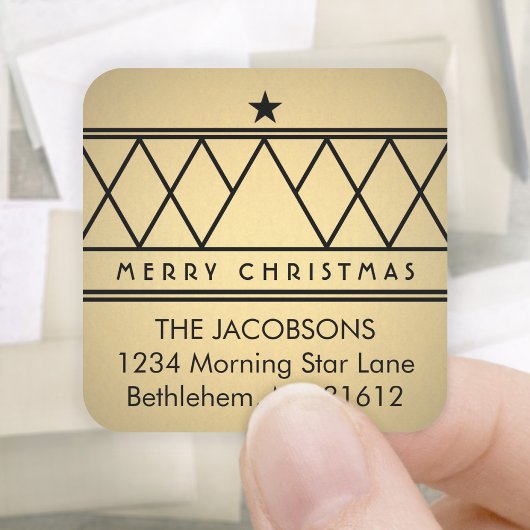 kerstboom Gold Faux Folie Return Address Label