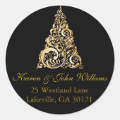 Kerstboom Gold Return-adres Ronde Sticker (Voorkant)