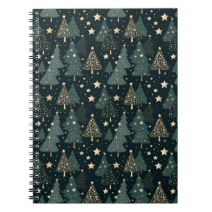 Kerstboom Goud Groen Patroon Decor Notitieboek