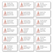 Kerstboom Goud Rood 18 Ontvanger Adressen Sticker (Voorkant)